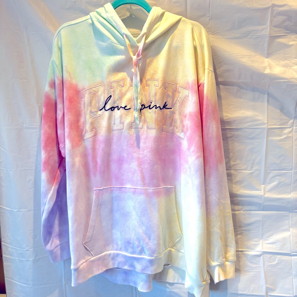 Victoria’s Secret Pink hoodie Campus Freya tie dye pullover SZ XXL NWT.